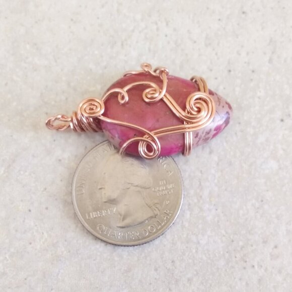 Rose Earth Alchemy ~ Sea Sediment Jasper Pendant in a Copper Swirl Jewelry Wire - Picture 3 of 8